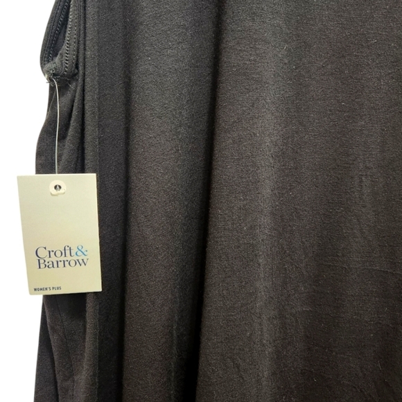 NWT Croft & Barrow Smocked Black Sleeveless Top Plus Size 3X Keyhole Back - Picture 6 of 6